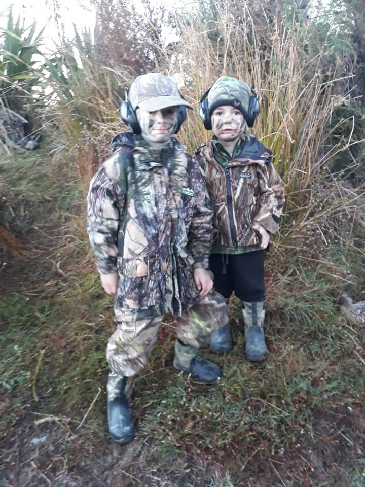 Michael Waterreus starting his two boys out early Cameron 6 and Scotty 3 all camoed up