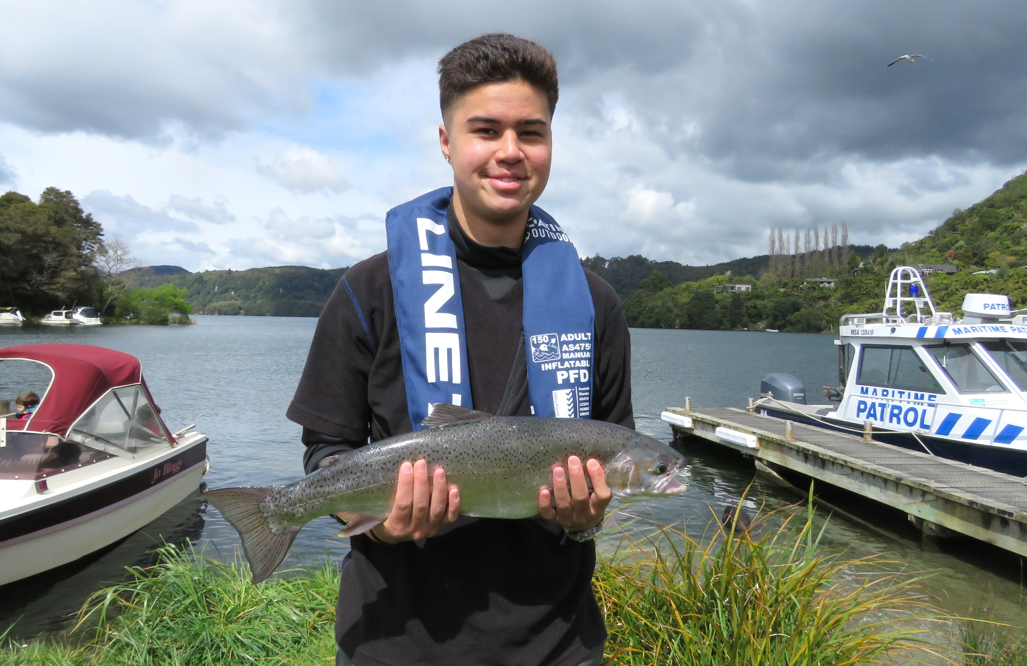 Opening Oct 2018 Pounamu Anaru from Rotorua with his catch on Opening Day at Lake Tarawera.