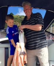 Graeme Byres from Auckland with grandson Tyler Moore at Lake Tarawera. 0
