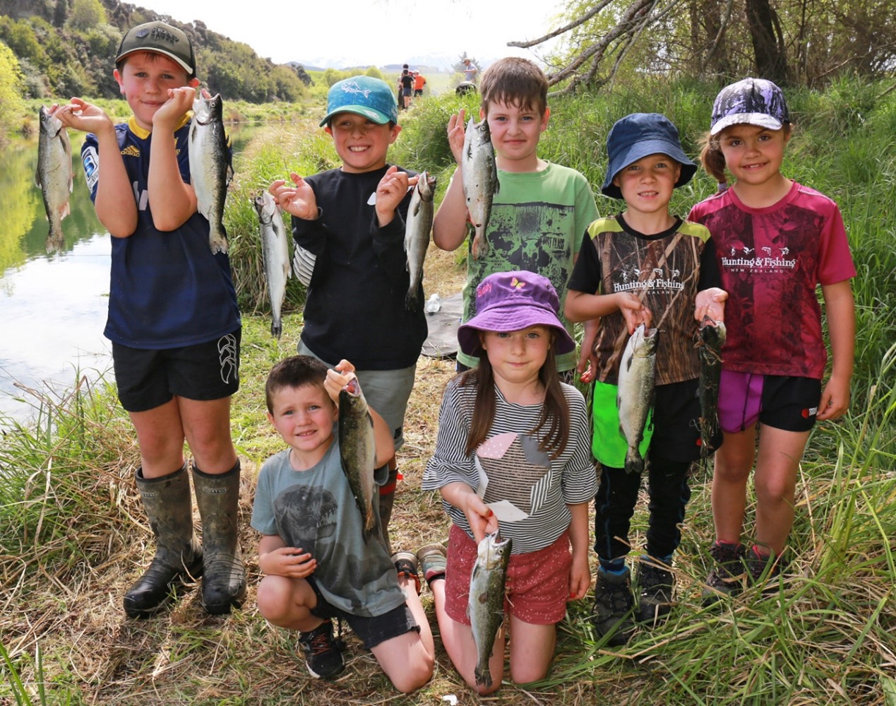 Fishing Mcgregor pond group of kids