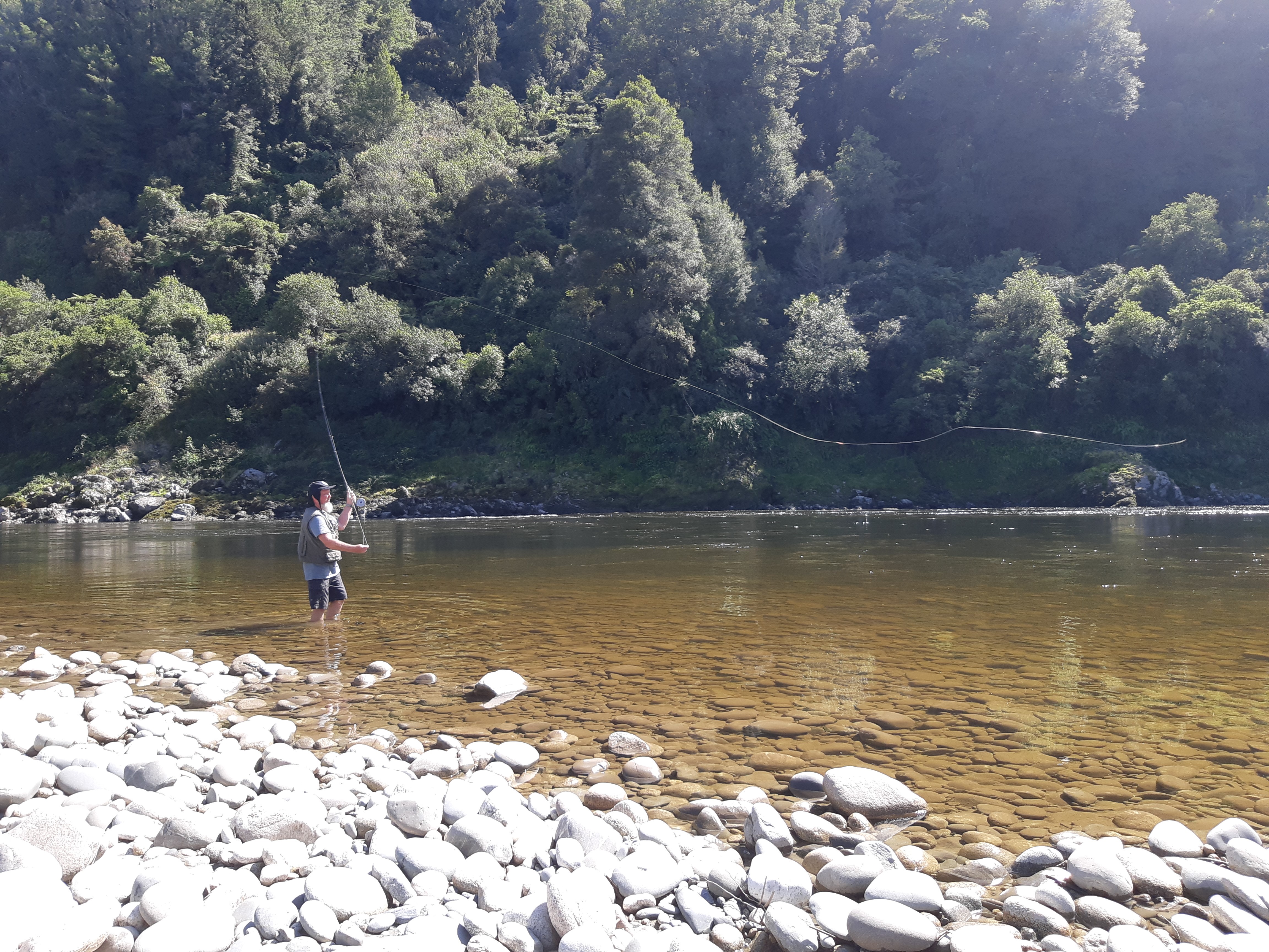Peter Moore having a cast in the lower Buller