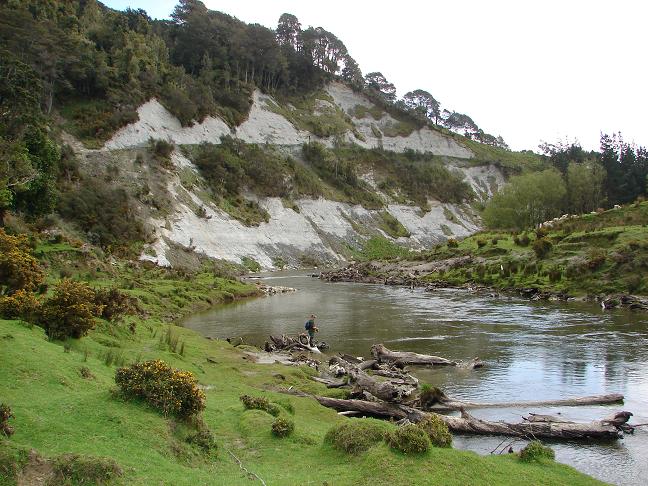 TRL3Oct22. The lower Patea River can provide a relaxing backcountry fishing experience.