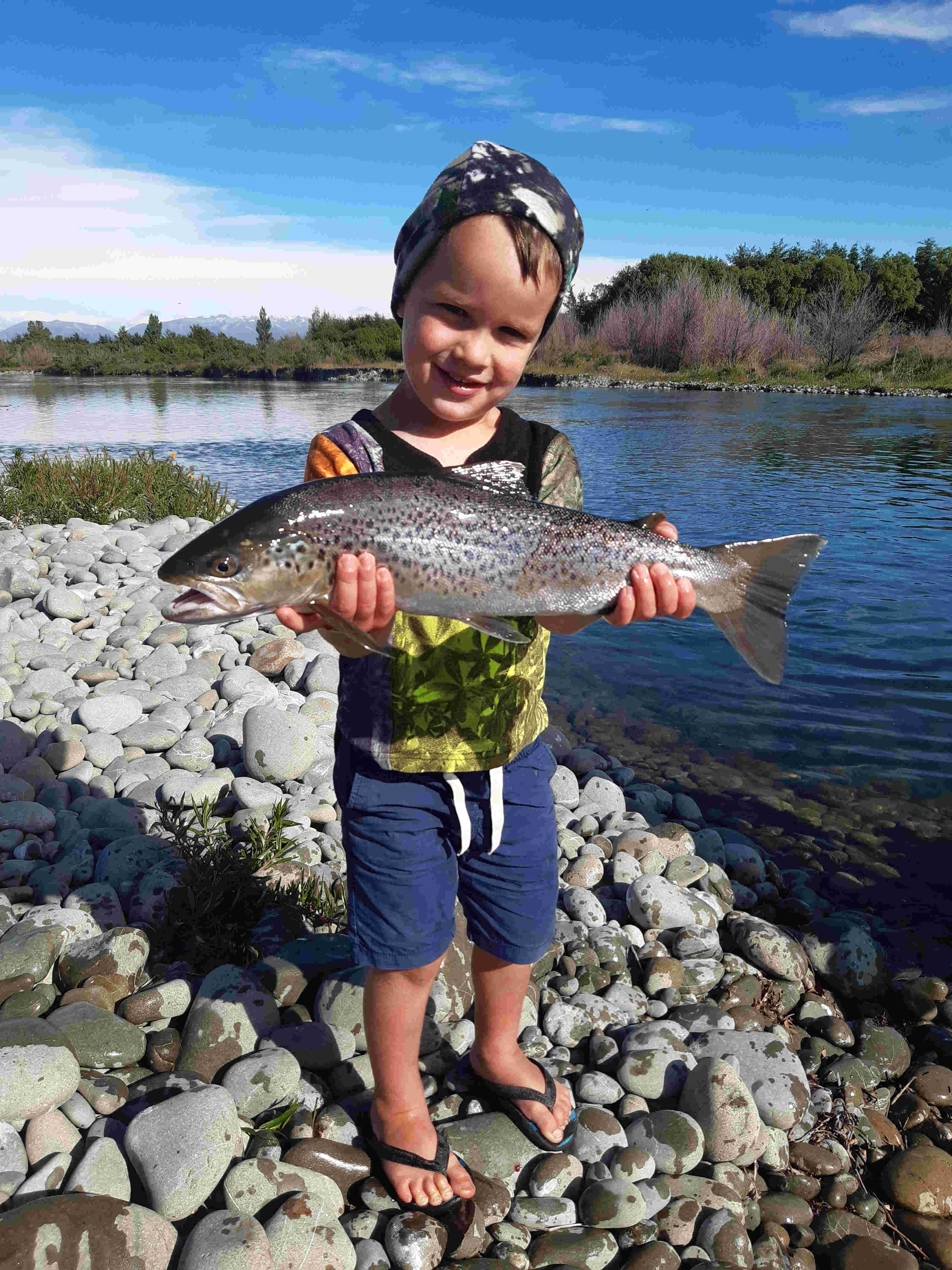 WFR2021.23 Sefton Stevens wrangled his first brown trout out of the Tekapo River last weekend Credit Kirsten Stevens