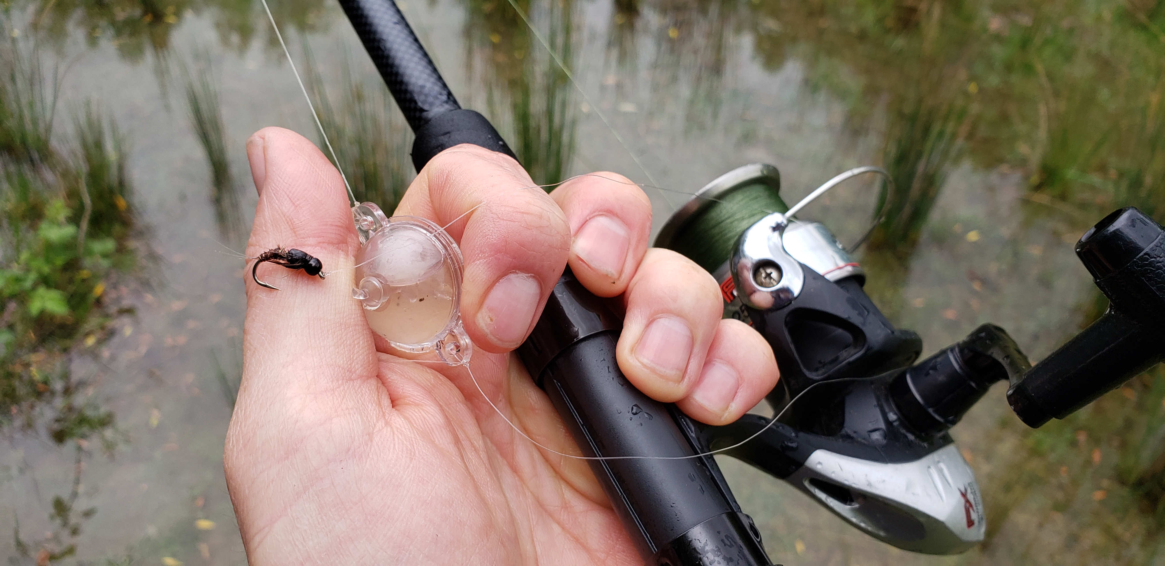 WFR1920.38a bubble and fly rig that caught a rainbow trout on the Waitaki River
