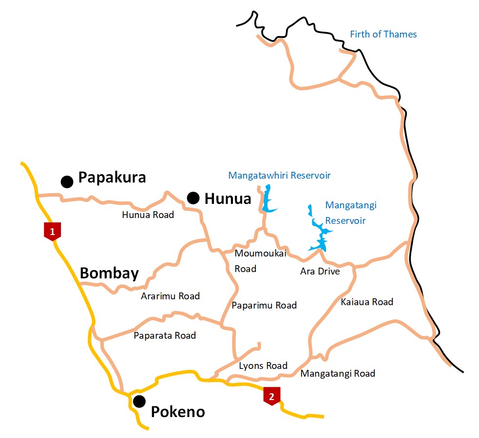 Map Mangatawhiri