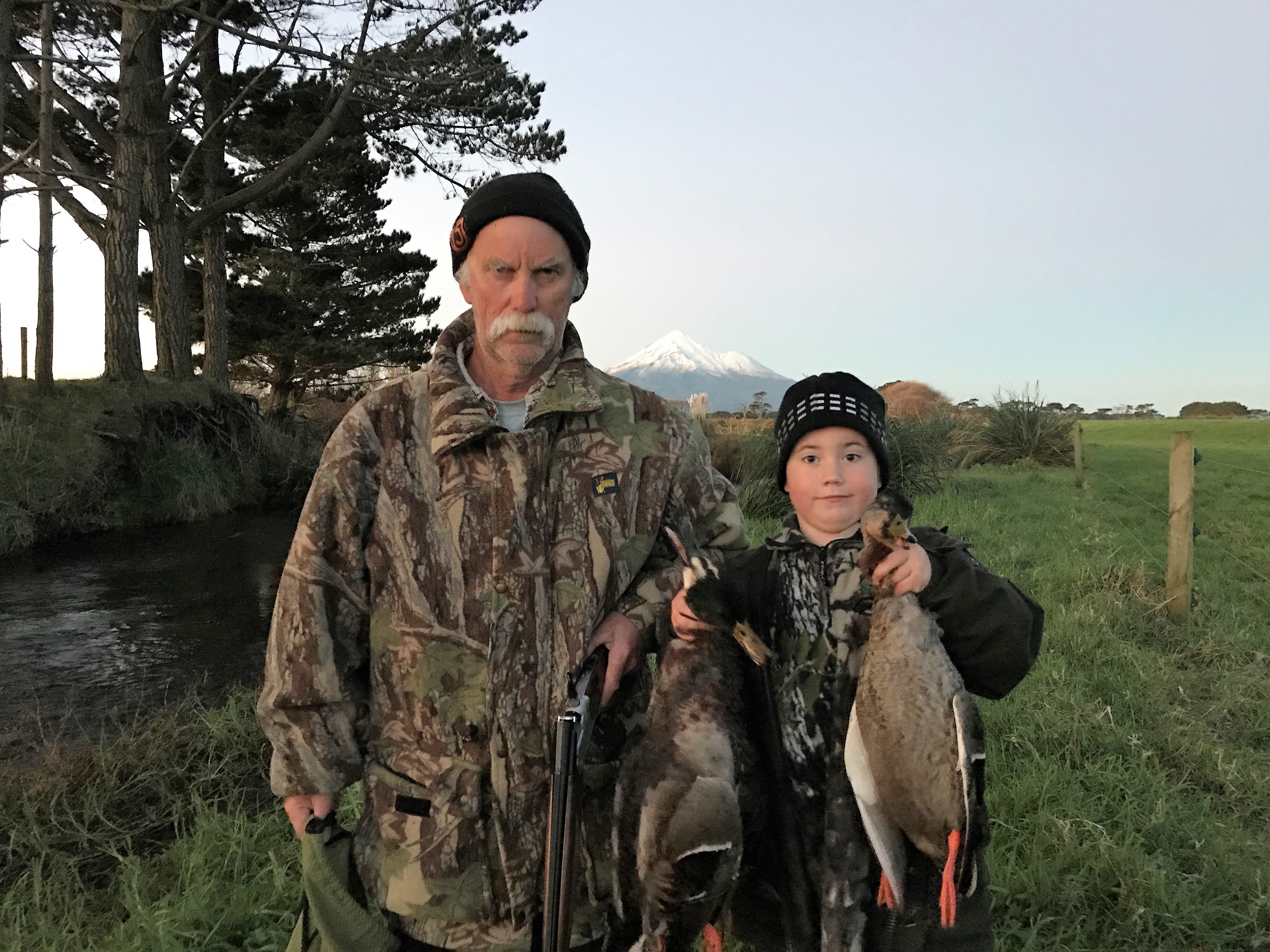 Taranki BBAug2017. Murray Dobbin and grandson Wyatt with the results of a successful shoot during the 2017 game season